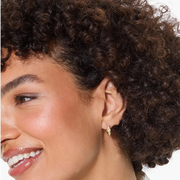 Kurt Geiger Gold-Tone Huggie Hoop Earrings In Pink, Blue Or Crystal, NWT In Box - Picture 8 of 9